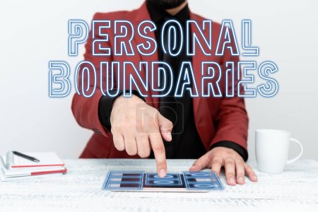 Photo for Handwriting text Personal Boundaries, Business idea something that indicates limit or extent in interaction with personality - Royalty Free Image