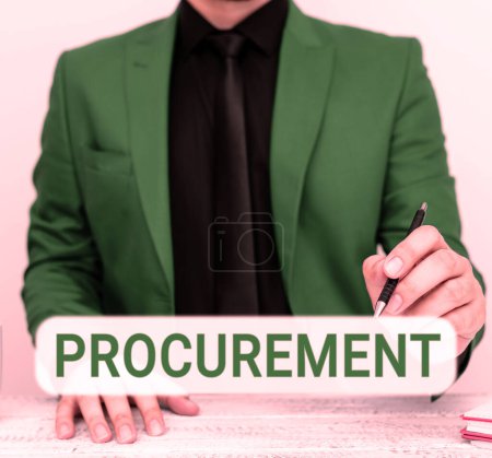 Photo for Text showing inspiration Procurement, Internet Concept Procuring Purchase of equipment and supplies - Royalty Free Image