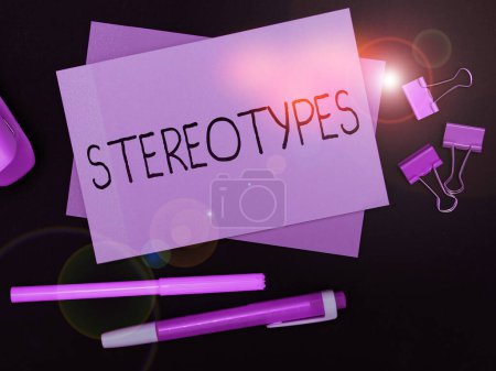 Photo for Text sign showing Stereotypes, Business approach any thought widely adopted by specific types individuals - Royalty Free Image