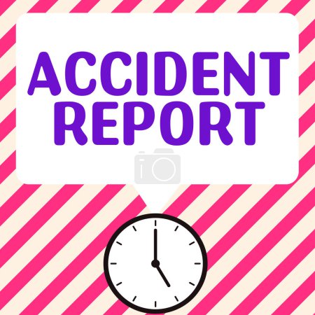 Photo for Text sign showing Accident Report, Concept meaning A form that is filled out record details of an unusual event - Royalty Free Image