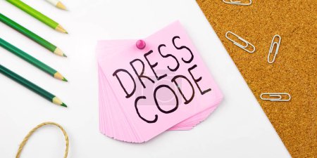 Photo for Handwriting text Dress Code, Concept meaning an accepted way of dressing for a particular occasion or group - Royalty Free Image