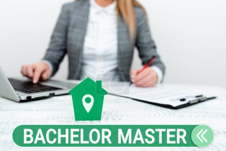 Photo for Handwriting text Bachelor Master, Business idea An advanced degree completed after bachelors degree - Royalty Free Image