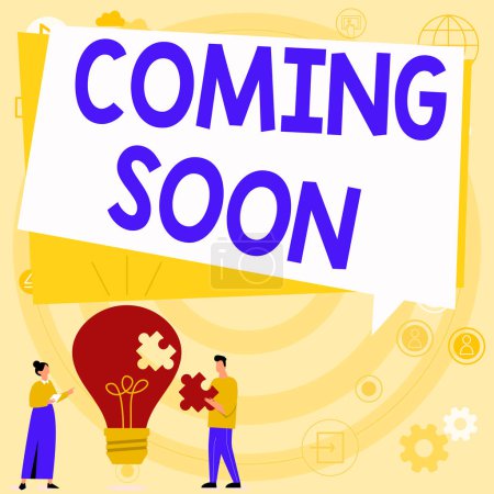 Photo for Text sign showing Coming Soon, Business overview something is going to happen in really short time of period - Royalty Free Image