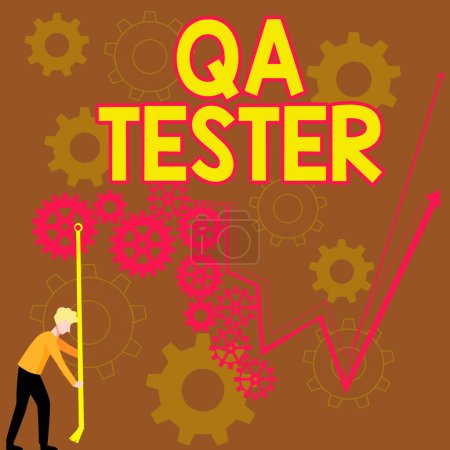 Téléchargez les photos : Signe texte montrant Qa Tester, Concept signifiant Assurance qualité d'un projet en cours avant sa mise en œuvre - en image libre de droit