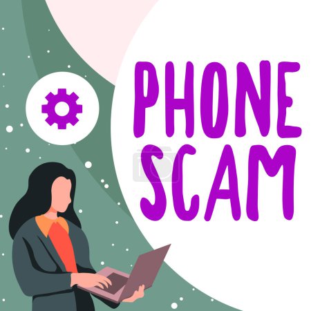Photo for Writing displaying text Phone Scam, Word for getting unwanted calls to promote products or service Telesales - Royalty Free Image