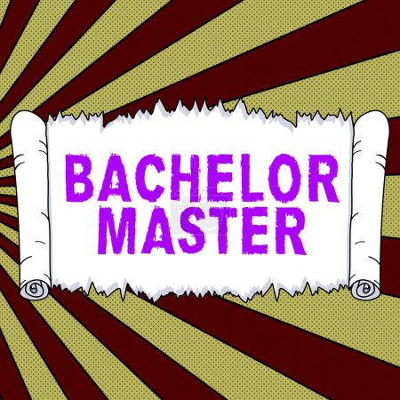 Photo for Writing displaying text Bachelor Master, Business idea An advanced degree completed after bachelors degree - Royalty Free Image