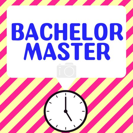Photo for Text sign showing Bachelor Master, Concept meaning An advanced degree completed after bachelors degree - Royalty Free Image