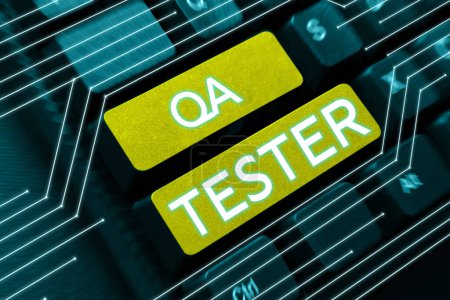 Téléchargez les photos : Signe texte montrant Qa Tester, Internet Concept Assurance qualité d'un projet en cours avant sa mise en œuvre - en image libre de droit