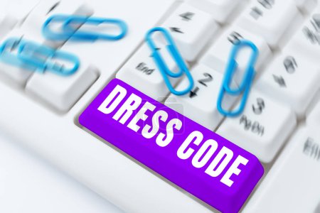 Photo for Text sign showing Dress Code, Conceptual photo an accepted way of dressing for a particular occasion or group - Royalty Free Image