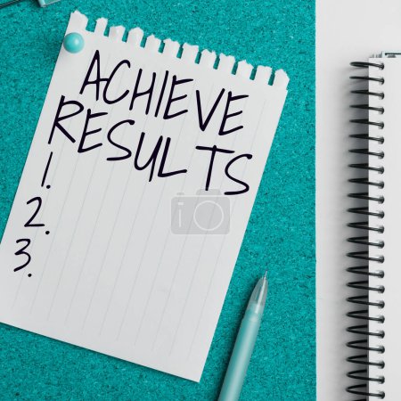 Photo for Text sign showing Achieve Results, Concept meaning to succeed in finishing something or reaching an aim - Royalty Free Image