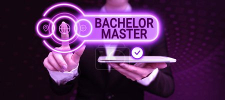 Photo for Text caption presenting Bachelor Master, Business overview An advanced degree completed after bachelors degree - Royalty Free Image