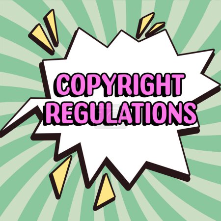 Foto de Leyenda conceptual Reglamentos de Derecho de Autor, Negocios muestra el cuerpo de la ley que rige las obras originales de la autoría - Imagen libre de derechos
