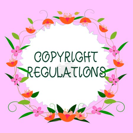Foto de Leyenda conceptual Reglamentos de Derecho de Autor, Concepto que significa cuerpo de ley que rige las obras originales de autoría - Imagen libre de derechos
