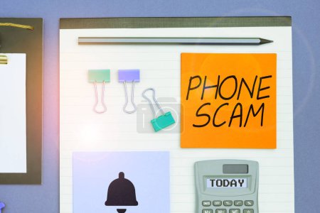 Photo for Sign displaying Phone Scam, Business overview getting unwanted calls to promote products or service Telesales - Royalty Free Image