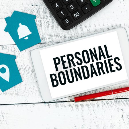 Photo for Text caption presenting Personal Boundaries, Internet Concept something that indicates limit or extent in interaction with personality - Royalty Free Image
