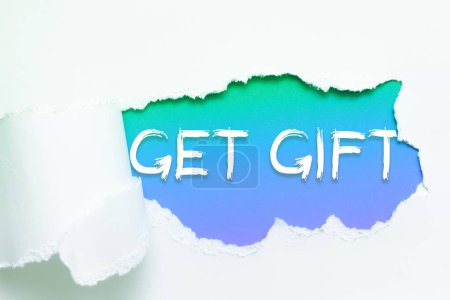 Foto de Letrero de escritura a mano Get Gift, idea de negocio algo que das sin recibir nada a cambio - Imagen libre de derechos