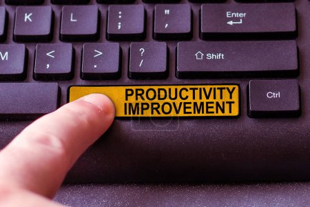 Photo for Sign displaying Productivity Improvement, Business approach Hacking Solution Method Tips Efficiency Productivity - Royalty Free Image