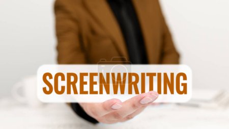 Photo for Writing displaying text Screenwriting, Business approach the art and craft of writing scripts for media communication - Royalty Free Image