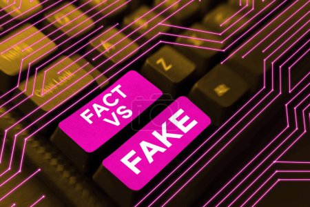 Photo for Sign displaying Fact Vs Fake, Business overview Is it true or is false doubt if something is real authentic - Royalty Free Image