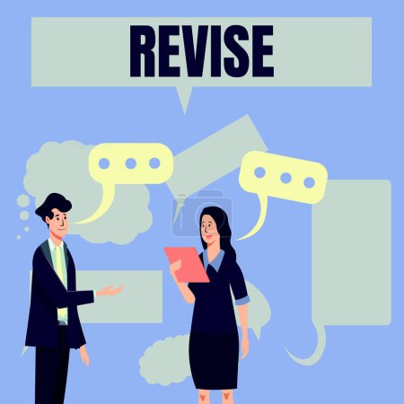 Photo for Inspiration showing sign Revise, Word Written on survey over whole subject or division it Summary of something - Royalty Free Image