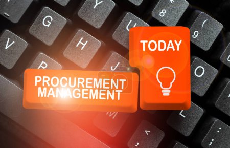 Photo for Inspiration showing sign Procurement Management, Word for buying Goods and Services from External Sources - Royalty Free Image
