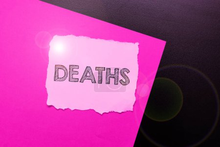 Photo for Sign displaying Deaths, Business concept permanent cessation of all vital signs, instance of dying individual - Royalty Free Image