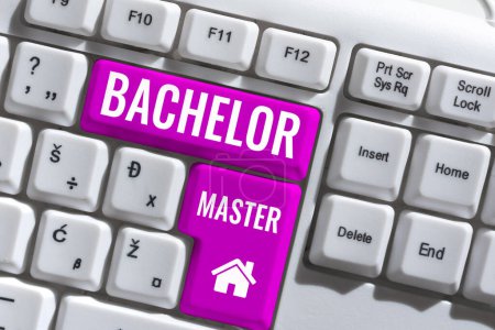 Photo for Text showing inspiration Bachelor Master, Conceptual photo An advanced degree completed after bachelors degree - Royalty Free Image