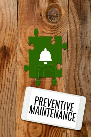Photo for Hand writing sign Preventive Maintenance, Business idea Avoid Breakdown done while machine still working - Royalty Free Image