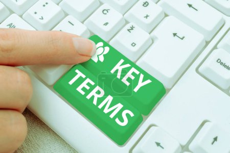 Photo for Inspiration showing sign Key Terms, Business concept Words that can help a person in searching information they need - Royalty Free Image