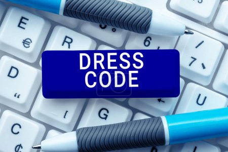 Photo for Text showing inspiration Dress Code, Business idea an accepted way of dressing for a particular occasion or group - Royalty Free Image