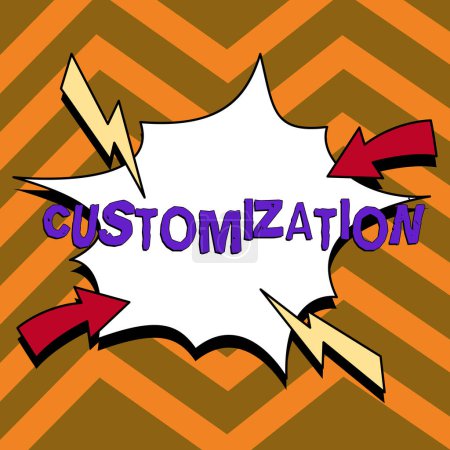 Photo for Sign displaying Customization, Business overview modifying something that would suit in a person or mission - Royalty Free Image