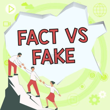 Téléchargez les photos : Text caption presenting Fact Vs Fake, Word Written on Is it true or is false doubt if something is real authentic - en image libre de droit