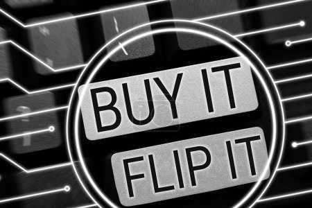Téléchargez les photos : Texte montrant Buy It Flip It, Aperçu de l'entreprise Acheter quelque chose les réparer puis les vendre pour plus de profit - en image libre de droit