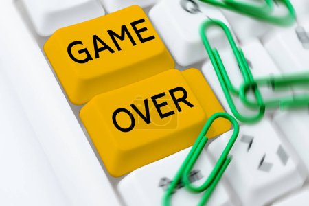 Photo for Writing displaying text Game Over, Concept meaning A situation in a particular sport that reach his finals or ending - Royalty Free Image
