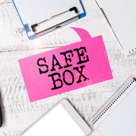 Photo for Writing displaying text Safe Box, Business concept A small structure where you can keep important or valuable things - Royalty Free Image
