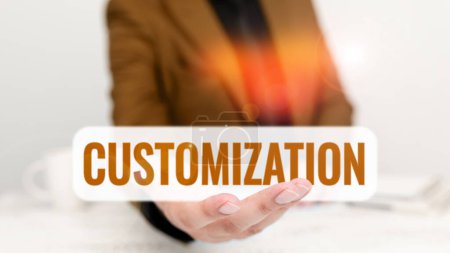 Photo for Text sign showing Customization, Business idea modifying something that would suit in a person or mission - Royalty Free Image