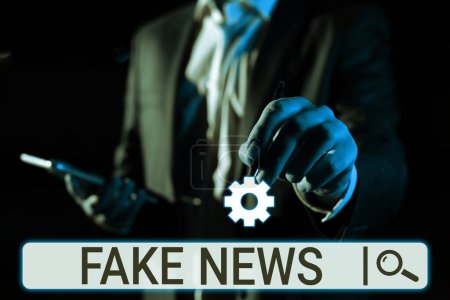 Photo for Sign displaying Fake News, Business overview Giving information to people that is not true by the media - Royalty Free Image