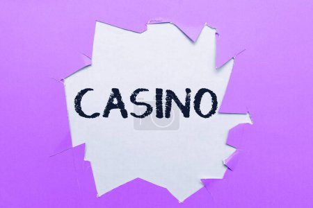 Photo for Text sign showing Casino, Business idea a building where games especially roulette and card games are played - Royalty Free Image