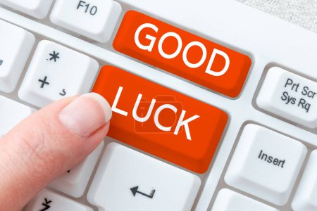 Photo for Text sign showing Good Luck, Business concept A positive fortune or a happy outcome that a person can have - Royalty Free Image