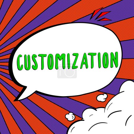 Photo for Text sign showing Customization, Business overview modifying something that would suit in a person or mission - Royalty Free Image