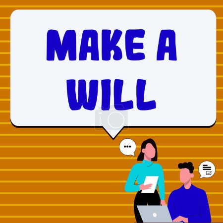 Photo for Text showing inspiration Make A Will, Business overview Prepare a legal document with the legacy of your properties - Royalty Free Image