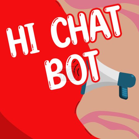 Foto de Conceptual display Hi Chat Bot, Concept meaning Greeting to robot machine who answers to a sent message - Imagen libre de derechos