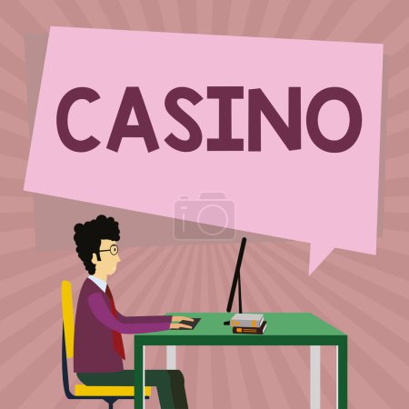 Foto de Señal de escritura a mano Casino, escaparate de negocios un edificio donde se juegan juegos especialmente ruleta y juegos de cartas - Imagen libre de derechos
