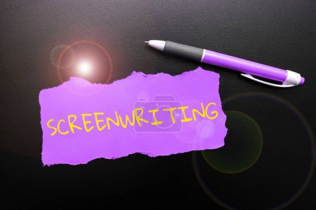 Photo for Handwriting text Screenwriting, Business approach the art and craft of writing scripts for media communication - Royalty Free Image