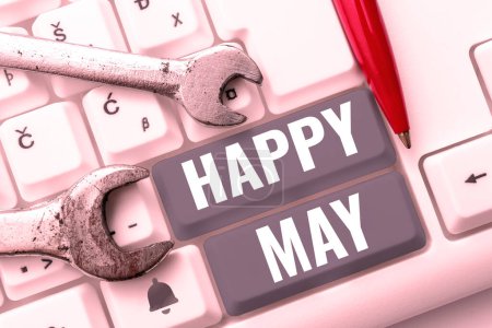Téléchargez les photos : Text caption presenting Happy May, Business concept Happy new month Best wishes Fresh Start Celebrating Holiday - en image libre de droit