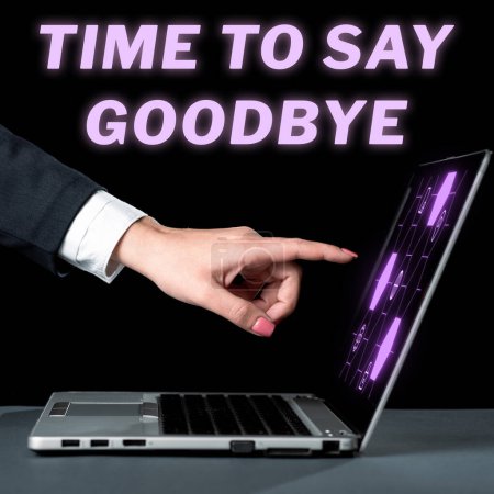 Foto de Escribir mostrando texto Tiempo para decir adiós, Visión general del negocio Despedida Hasta que nos volvamos a ver - Imagen libre de derechos