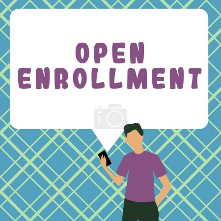 Photo for Text caption presenting Open Enrollment, Internet Concept The yearly period when people can enroll an insurance - Royalty Free Image