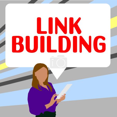 Foto de Writing displaying text Link Building, Business approach SEO Term Exchange Links Acquire Hyperlinks Indexed - Imagen libre de derechos