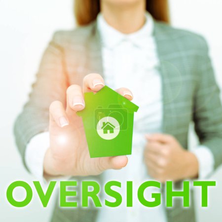 Photo for Writing displaying text Oversight, Business showcase Watch Organize job to make certain it is being done correctly - Royalty Free Image
