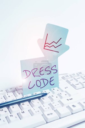 Photo for Hand writing sign Dress Code, Internet Concept an accepted way of dressing for a particular occasion or group - Royalty Free Image